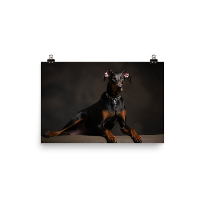 The elegant and regal posture of a Doberman Pinscher photo paper poster - Posterfy.AI