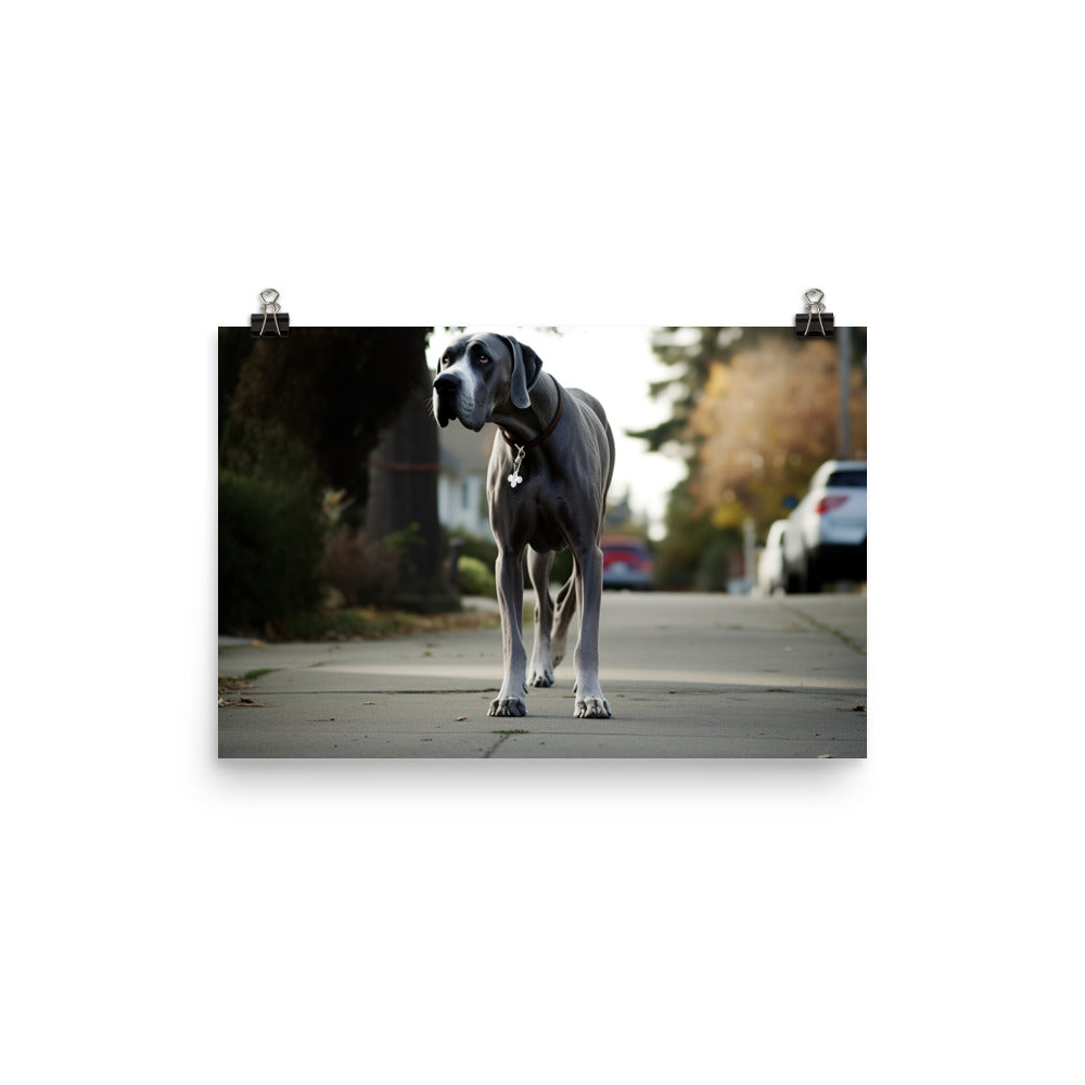 Majestic Great Dane on a Stroll photo paper poster - Posterfy.AI