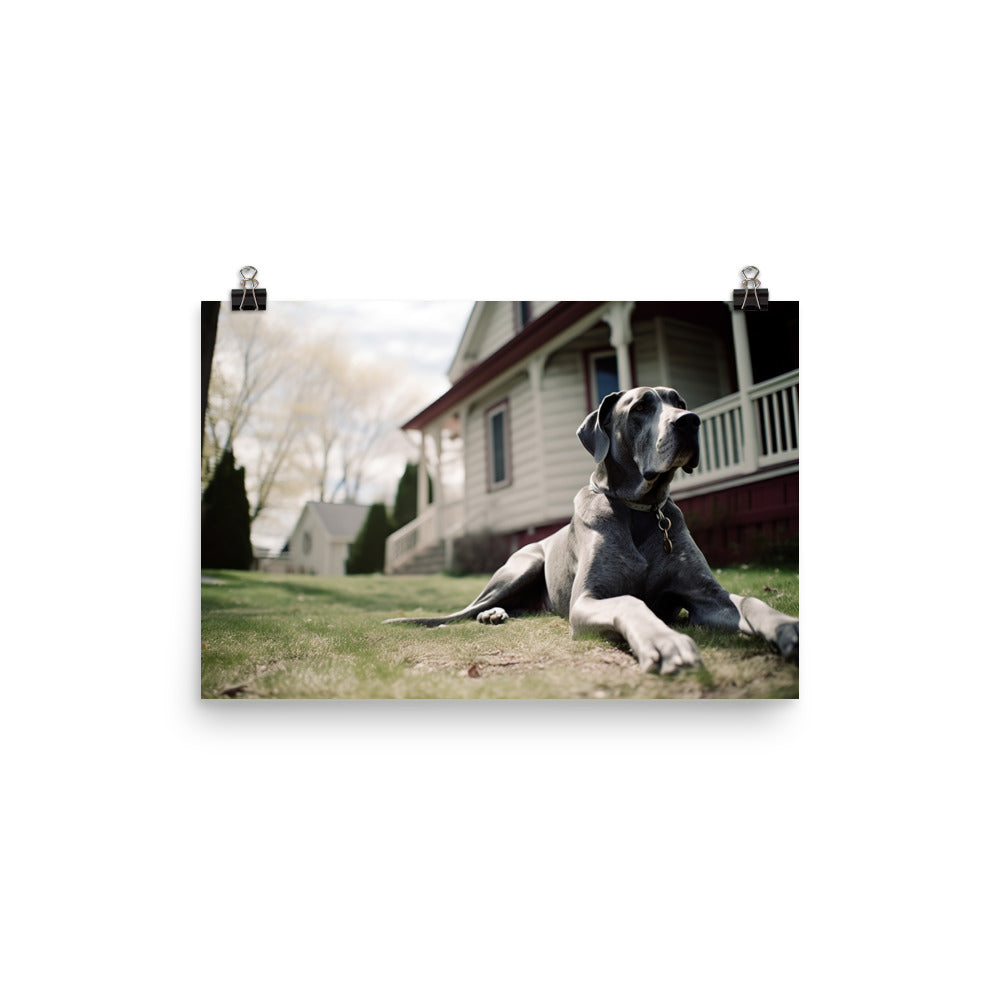 Loyal Great Dane Protecting His Home photo paper poster - Posterfy.AI