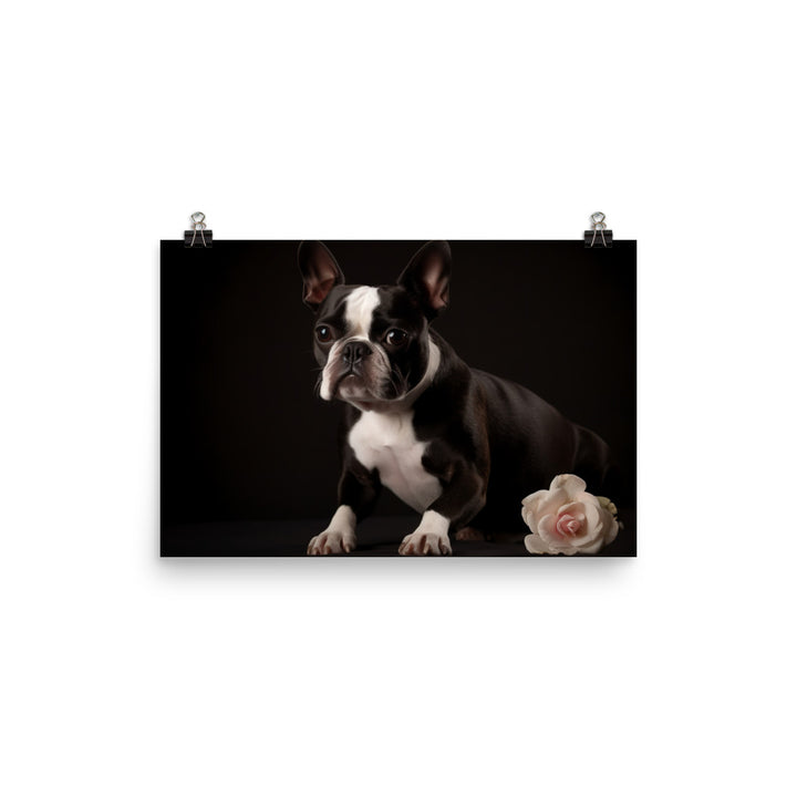 Elegant Boston Terrier Portrait photo paper poster - Posterfy.AI