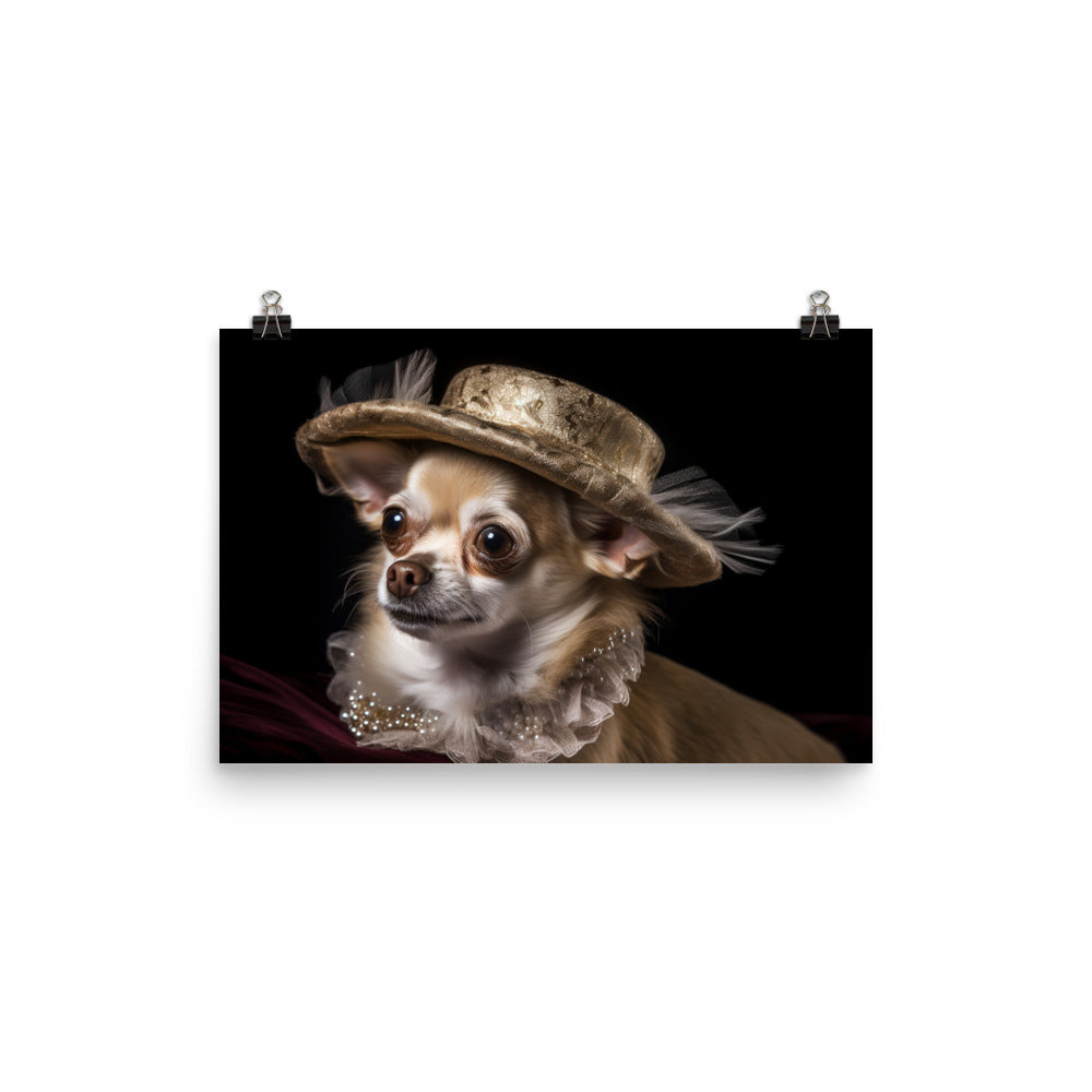 A Chihuahua posing with a boa and hat photo paper poster - Posterfy.AI