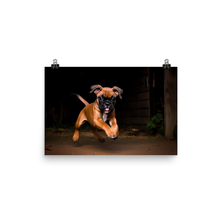 Playful Boxer Pup photo paper poster - Posterfy.AI