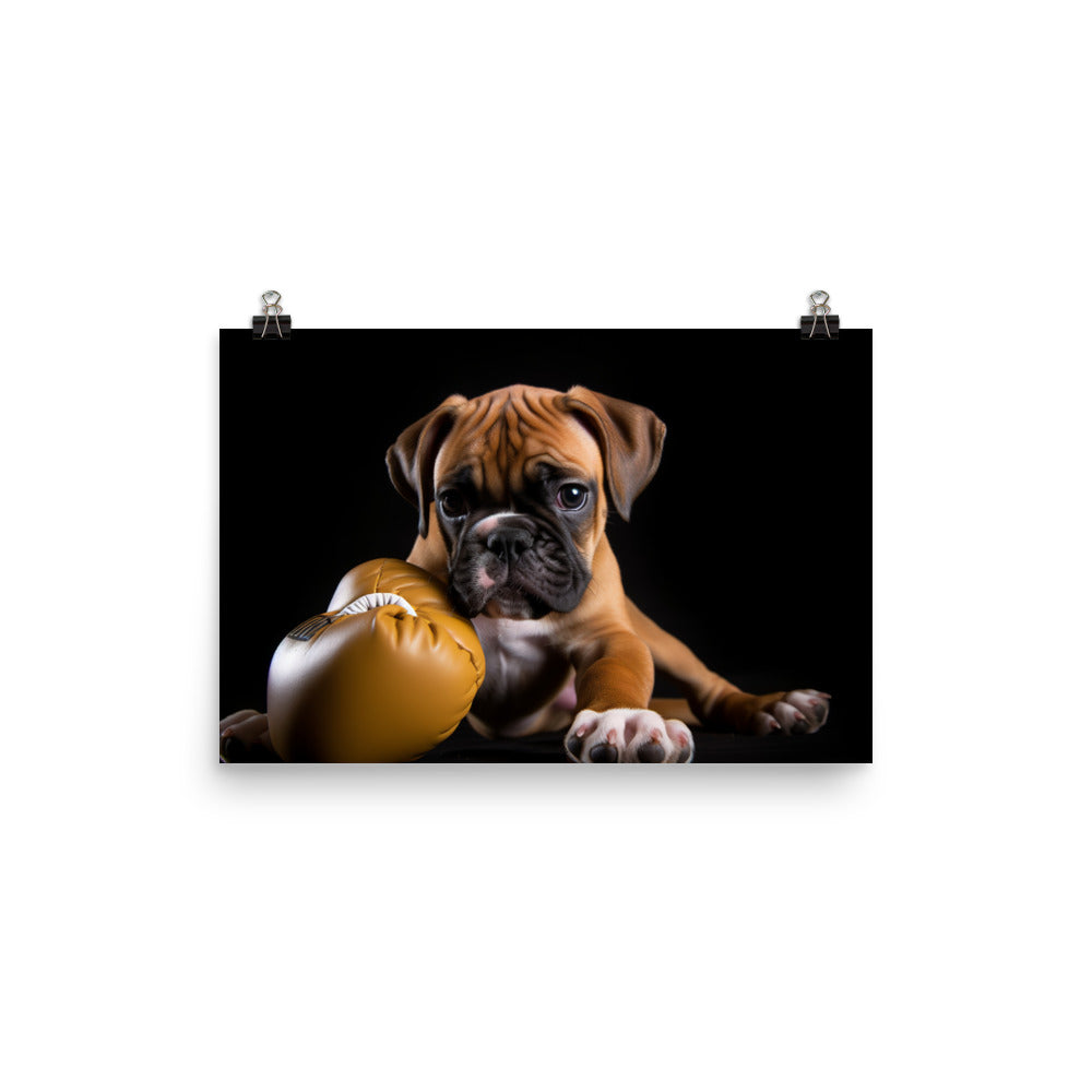 Playful Boxer Pup photo paper poster - Posterfy.AI