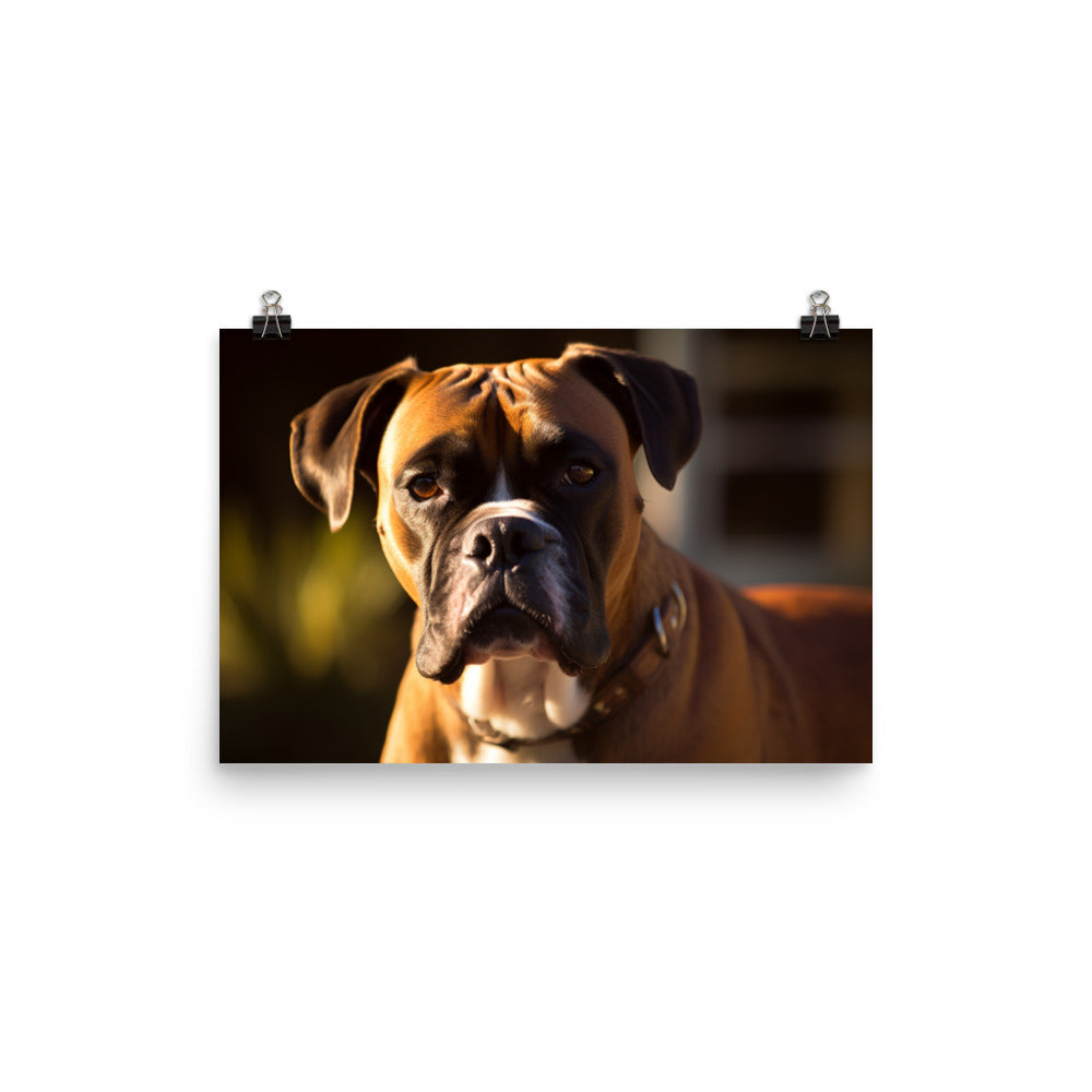 Boxer Portrait in Sunlight photo paper poster - Posterfy.AI