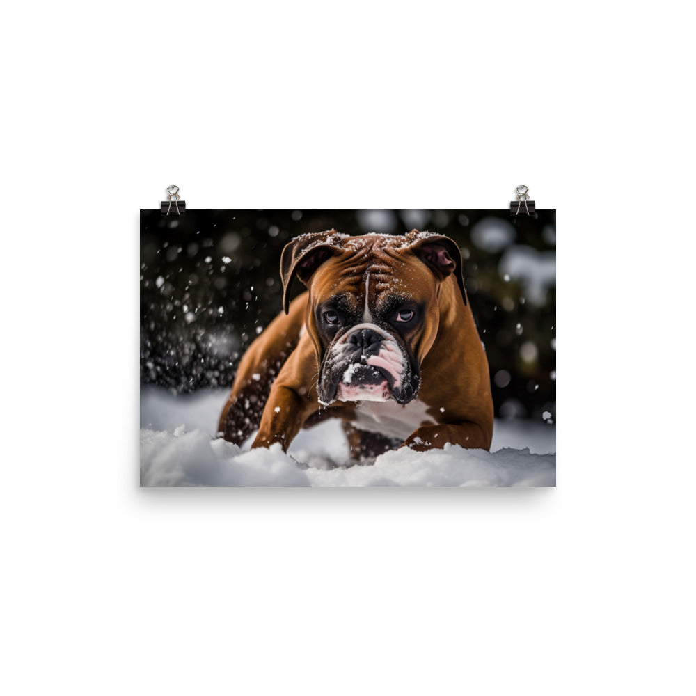 Boxer in the Snow photo paper poster - Posterfy.AI