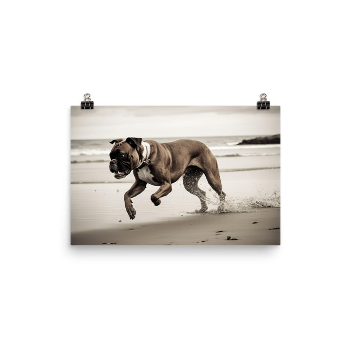 Boxer at the Beach photo paper poster - Posterfy.AI