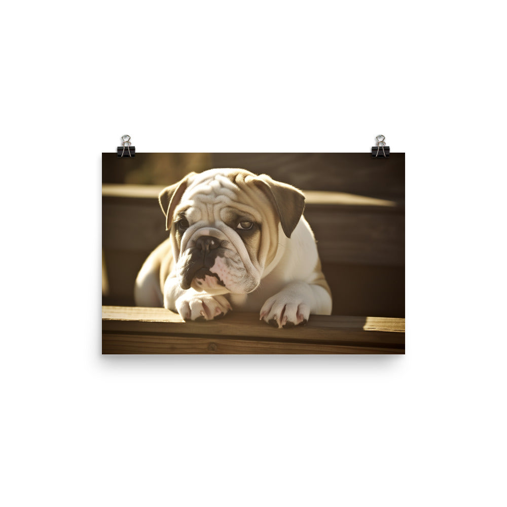 Cute Bulldog in the Sun photo paper poster - Posterfy.AI