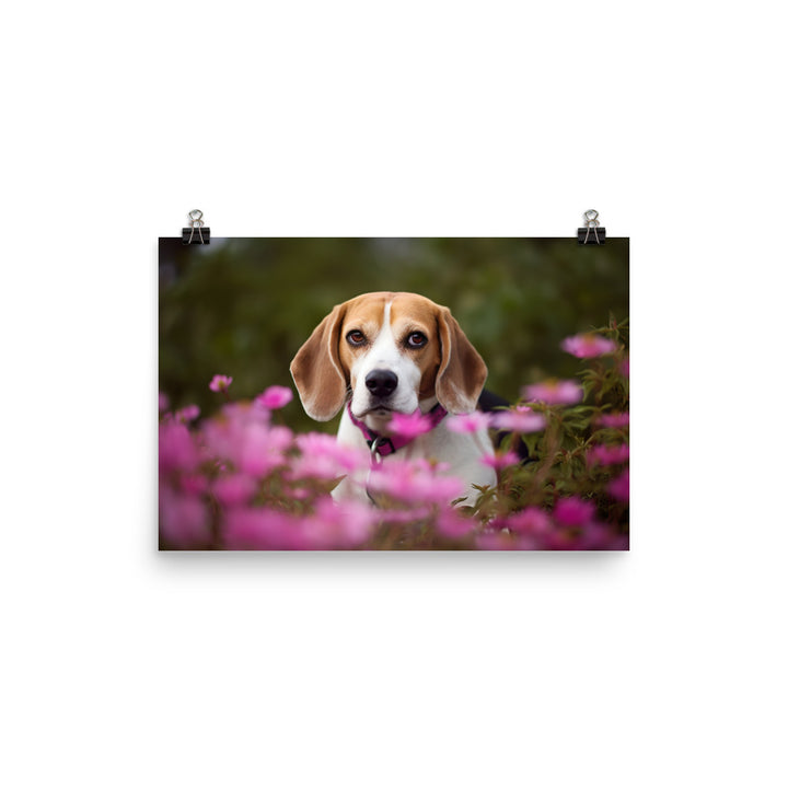 Beagle and the flowers photo paper poster - Posterfy.AI