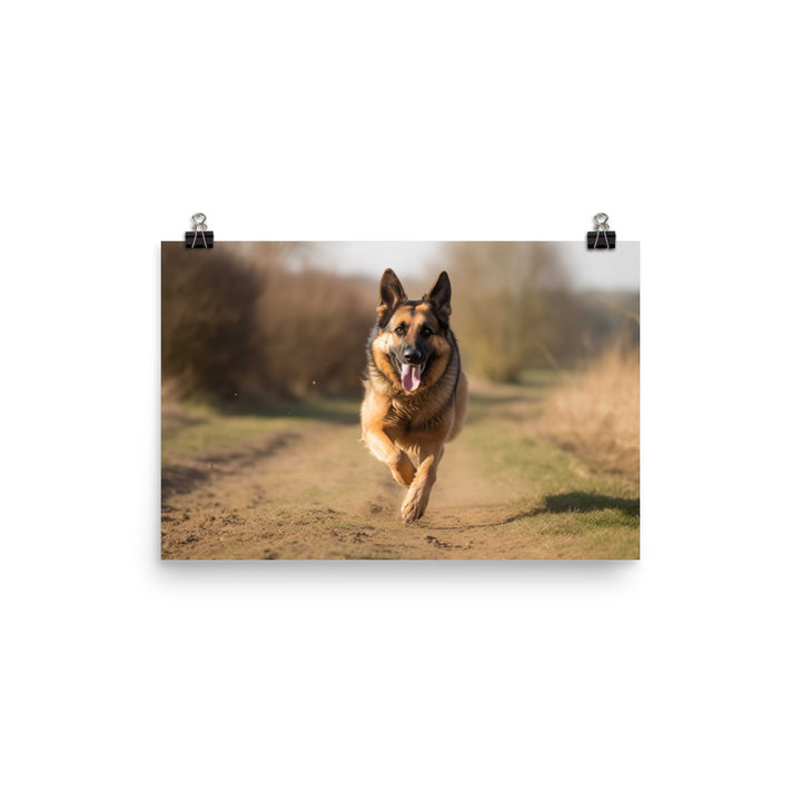 German Shepherd in motion photo paper poster - Posterfy.AI