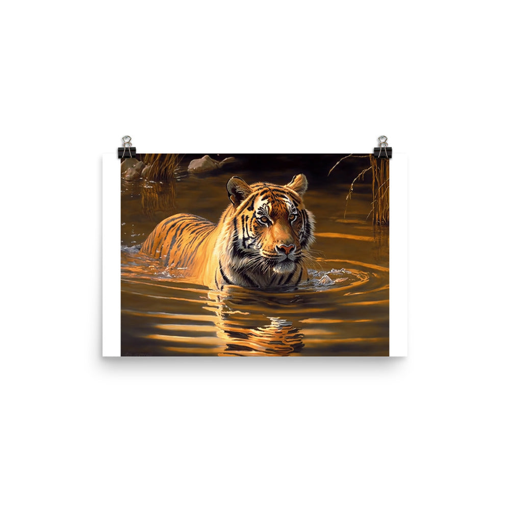 Tiger oil painting photo paper poster - Posterfy.AI