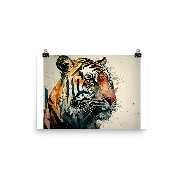 Tiger in colorful cubism style photo paper poster - Posterfy.AI