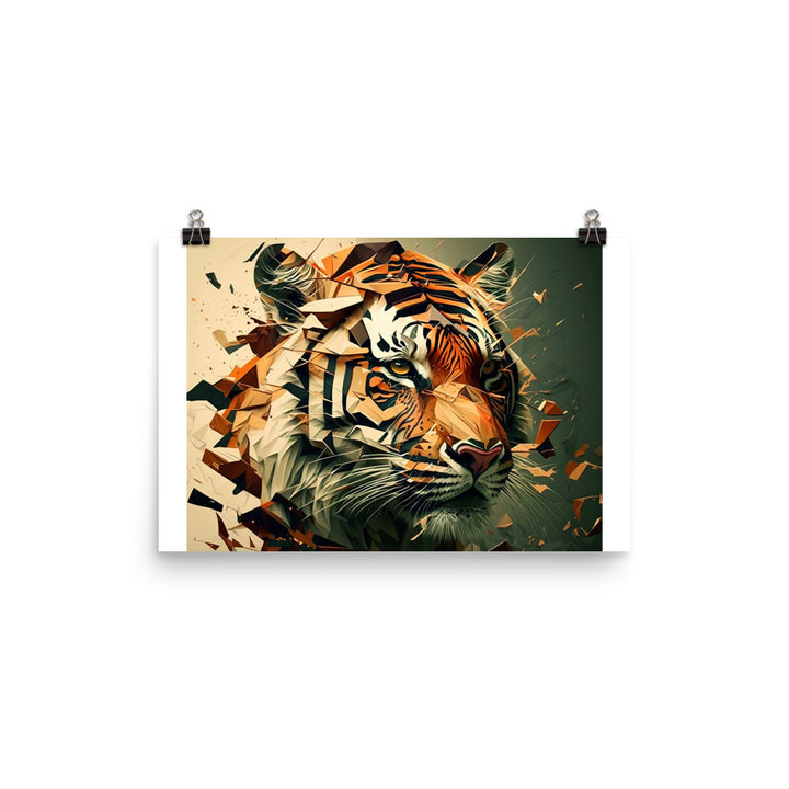 Tiger in colorful cubism style photo paper poster - Posterfy.AI
