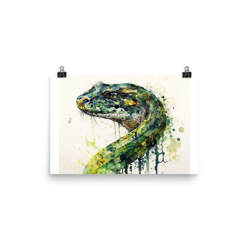 Snake in watercolour photo paper poster - Posterfy.AI