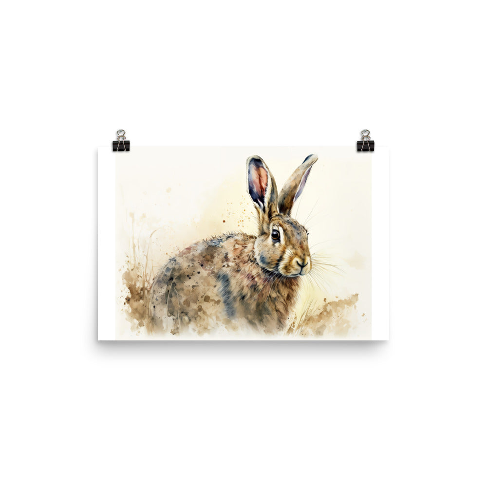 Rabbit in watercolour photo paper poster - Posterfy.AI