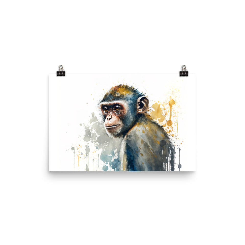 Monkey in watercolour photo paper poster - Posterfy.AI