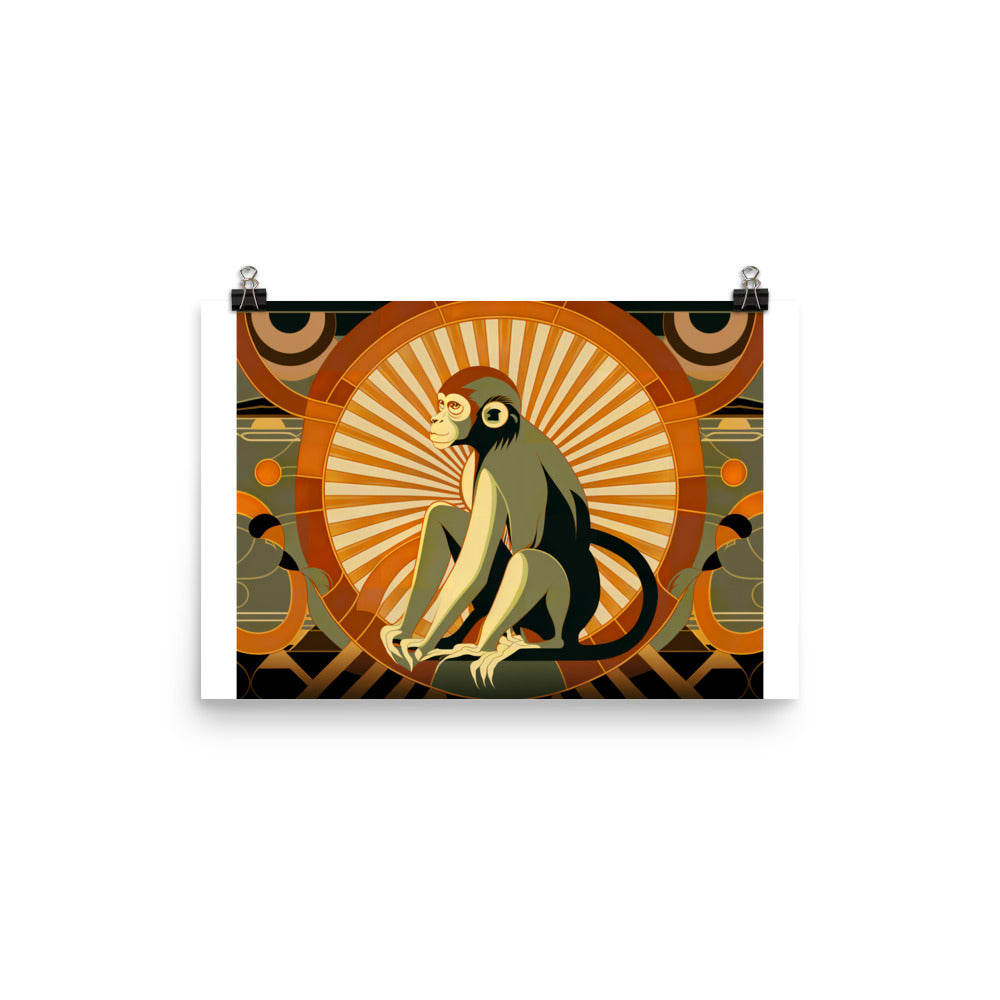 Monkey in art deco photo paper poster - Posterfy.AI