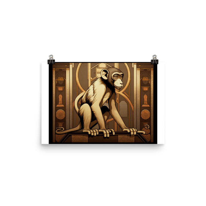 Monkey in art deco photo paper poster - Posterfy.AI