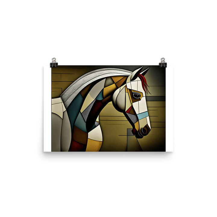 Horse in colorful cubism style photo paper poster - Posterfy.AI