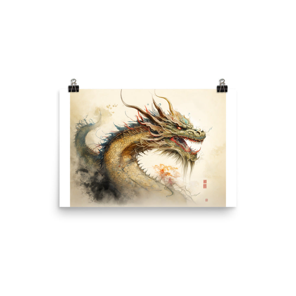 Dragon in watercolour photo paper poster - Posterfy.AI