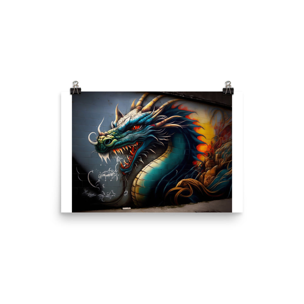 Dragon in graffiti art photo paper poster - Posterfy.AI