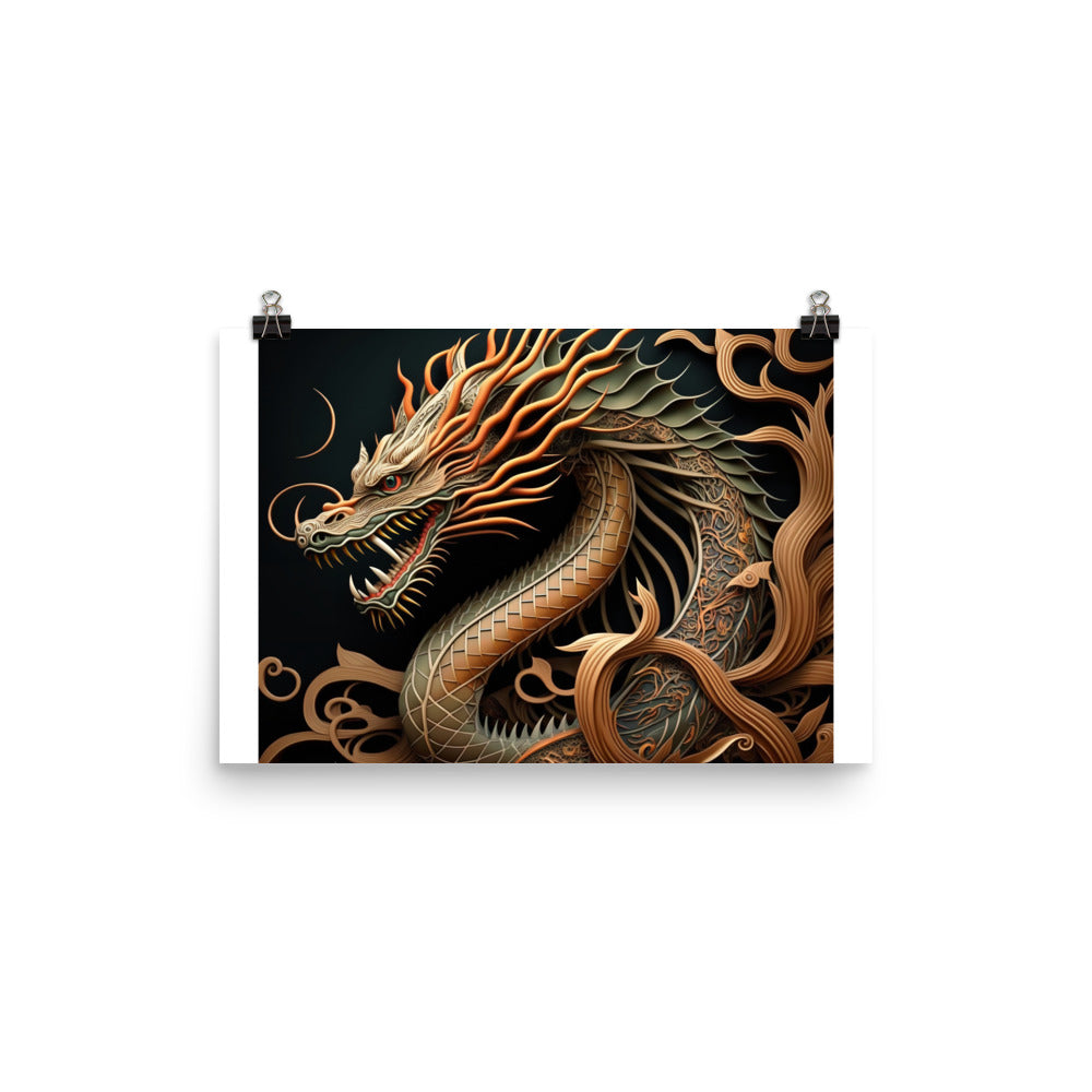 Dragon in art deco photo paper poster - Posterfy.AI