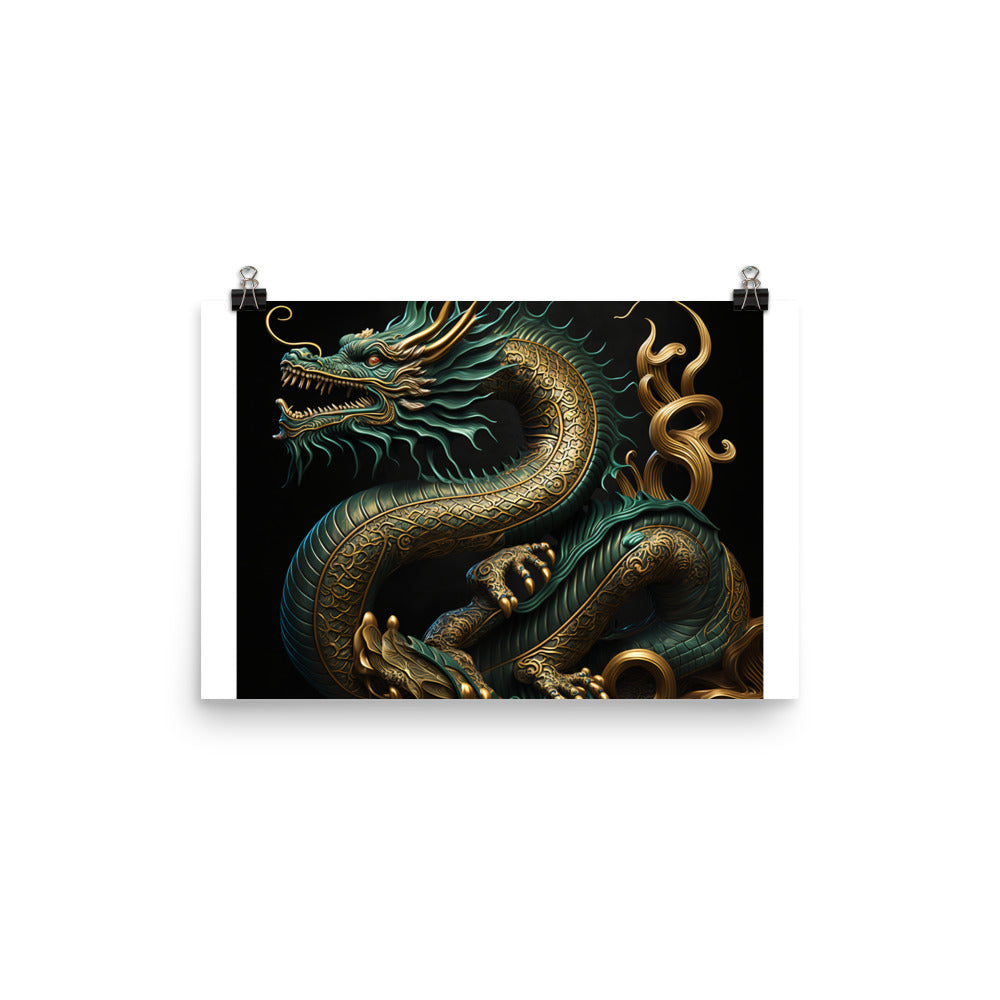 Dragon in art deco photo paper poster - Posterfy.AI