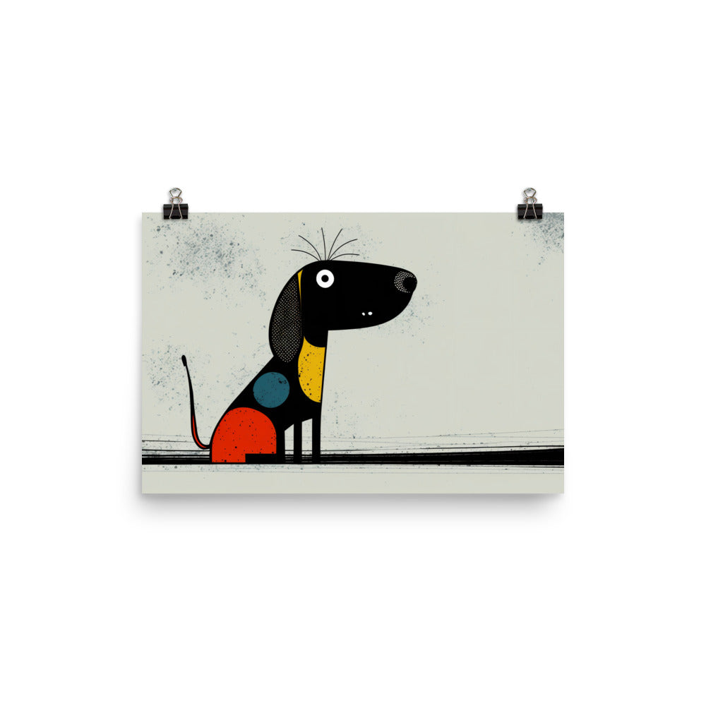 Dog in abstract simple style photo paper poster - Posterfy.AI