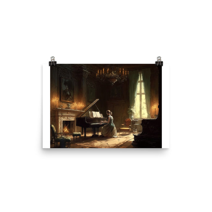 Lady playing piano photo paper poster - Posterfy.AI