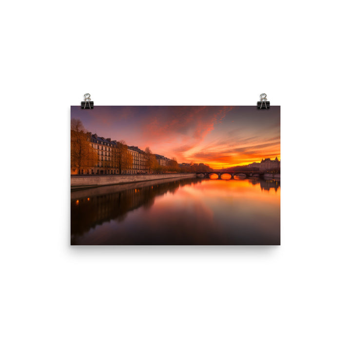 Seine River Sunset photo paper poster - Posterfy.AI