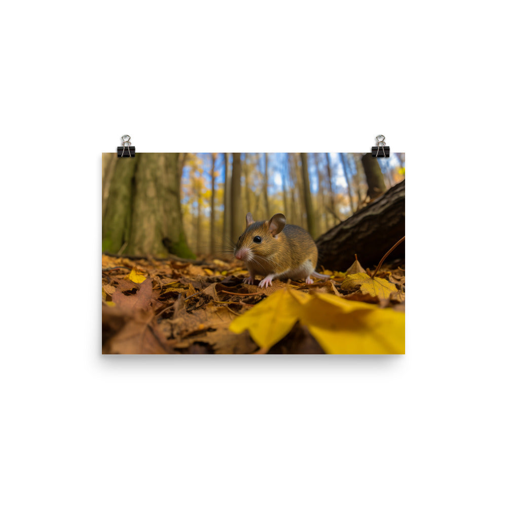 Yellow necked Mouse gathering food photo paper poster - Posterfy.AI