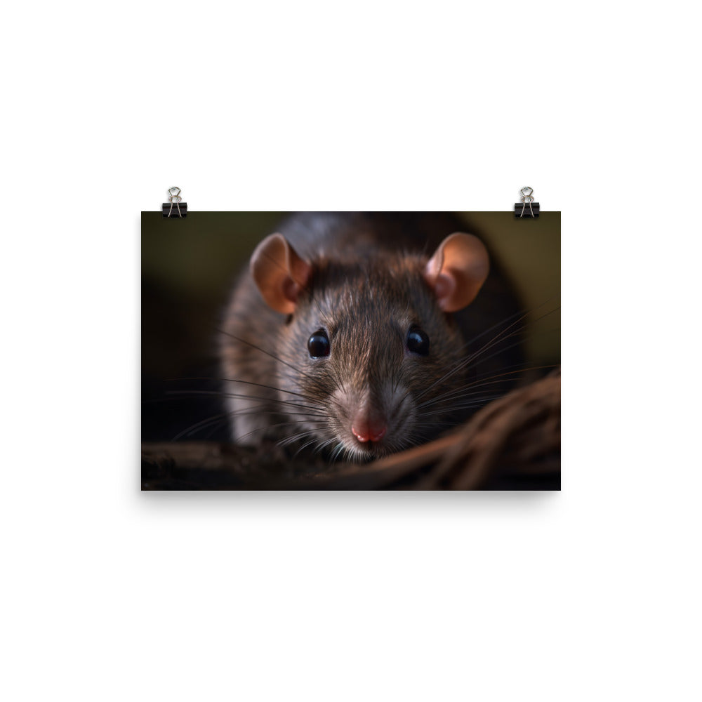 Inquisitive Brown Rat photo paper poster - Posterfy.AI