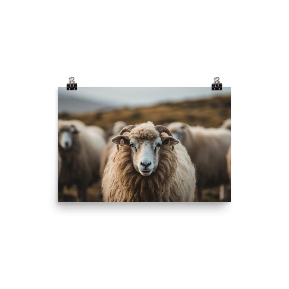 Curious Icelandic Sheep photo paper poster - Posterfy.AI