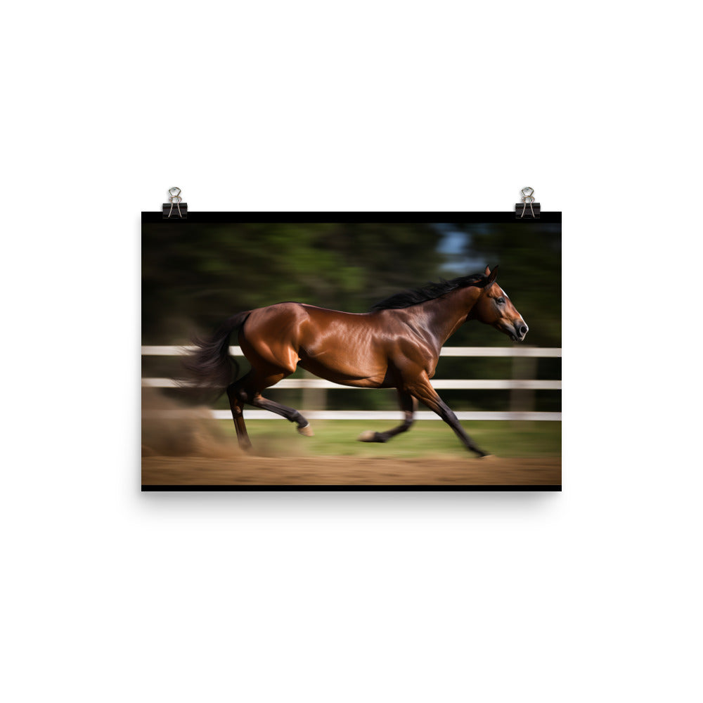 Thoroughbred horse in motion photo paper poster - Posterfy.AI