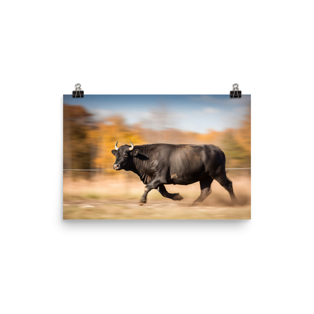 Angus bull in motion photo paper poster - Posterfy.AI