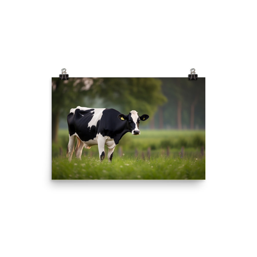 Majestic Holstein Cow in Pasture photo paper poster - Posterfy.AI