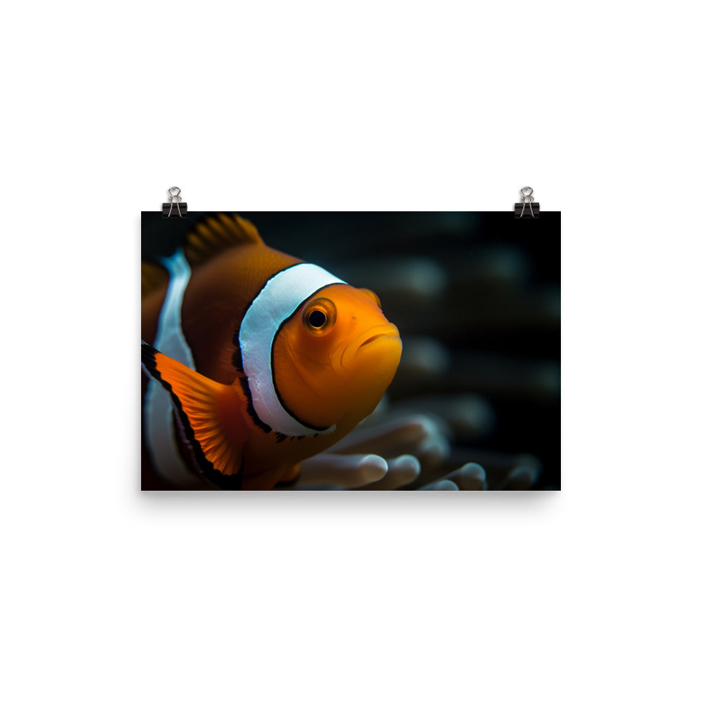 Mesmerizing Clownfish in Close Photo paper poster - Posterfy.AI