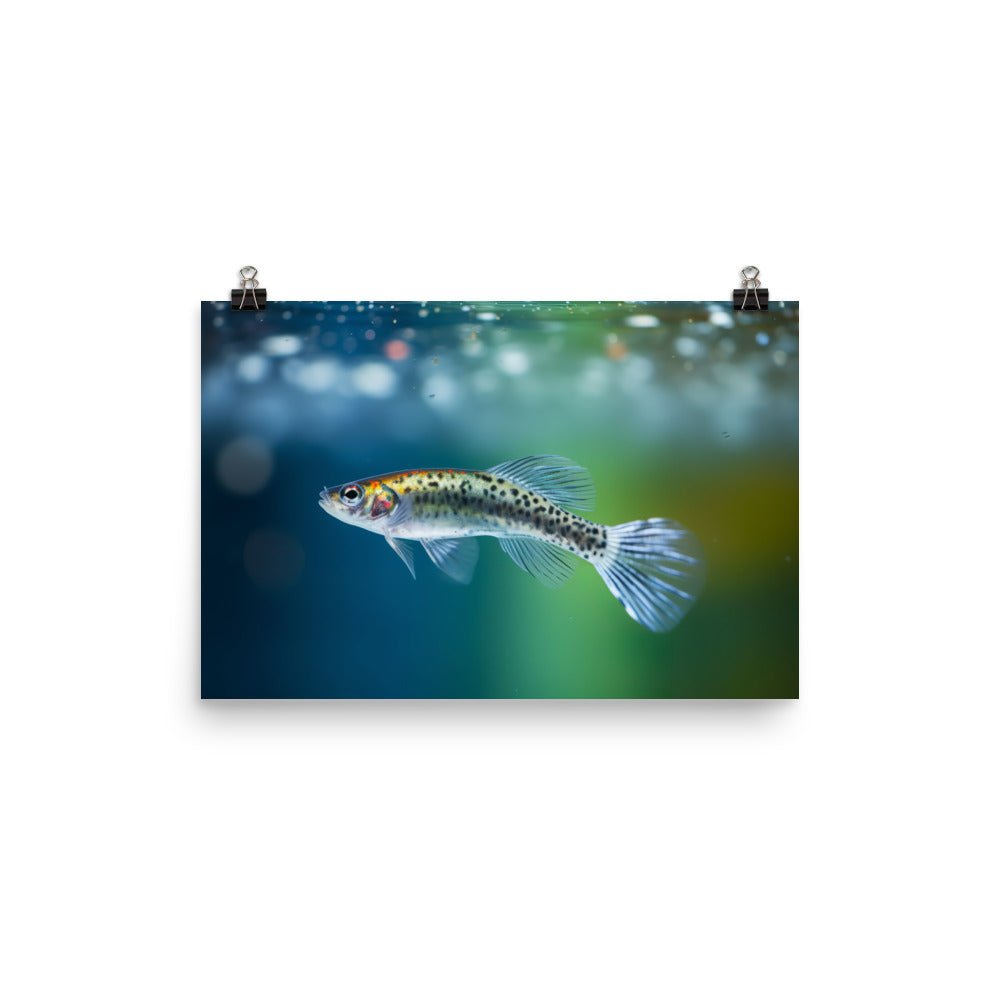 Graceful Female Guppy Gliding in Water Photo paper poster - Posterfy.AI