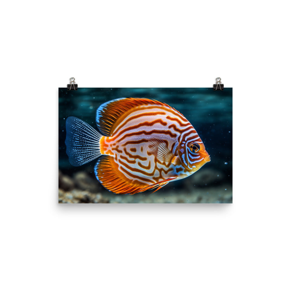 Majestic Discus Fish in Crystal Clear Waters Photo paper poster - Posterfy.AI