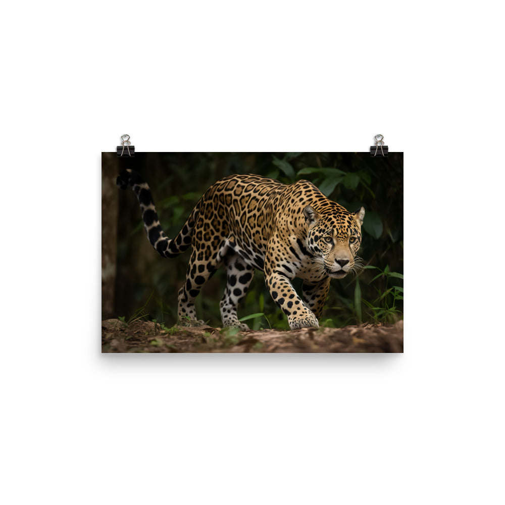 Majestic Jaguar Strolling Through the Jungle Photo paper poster - Posterfy.AI