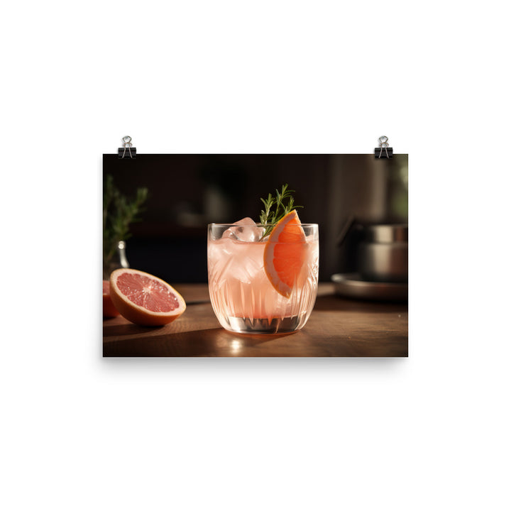 A Gin and Grapefruit Cocktail photo paper poster - Posterfy.AI