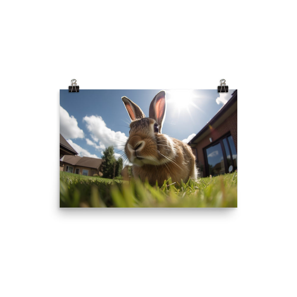 Flemish Giant Rabbit Outdoors photo paper poster - Posterfy.AI