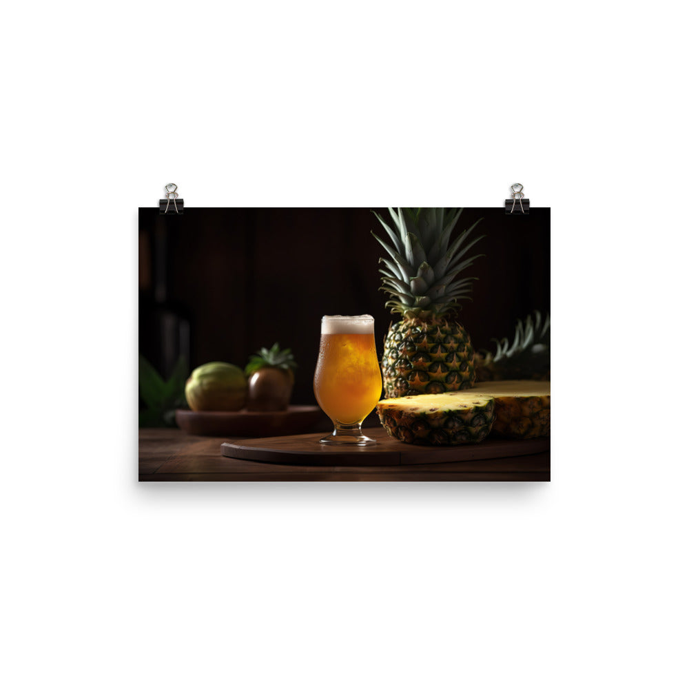A Refreshing Sour Beer with Pineapple photo paper poster - Posterfy.AI