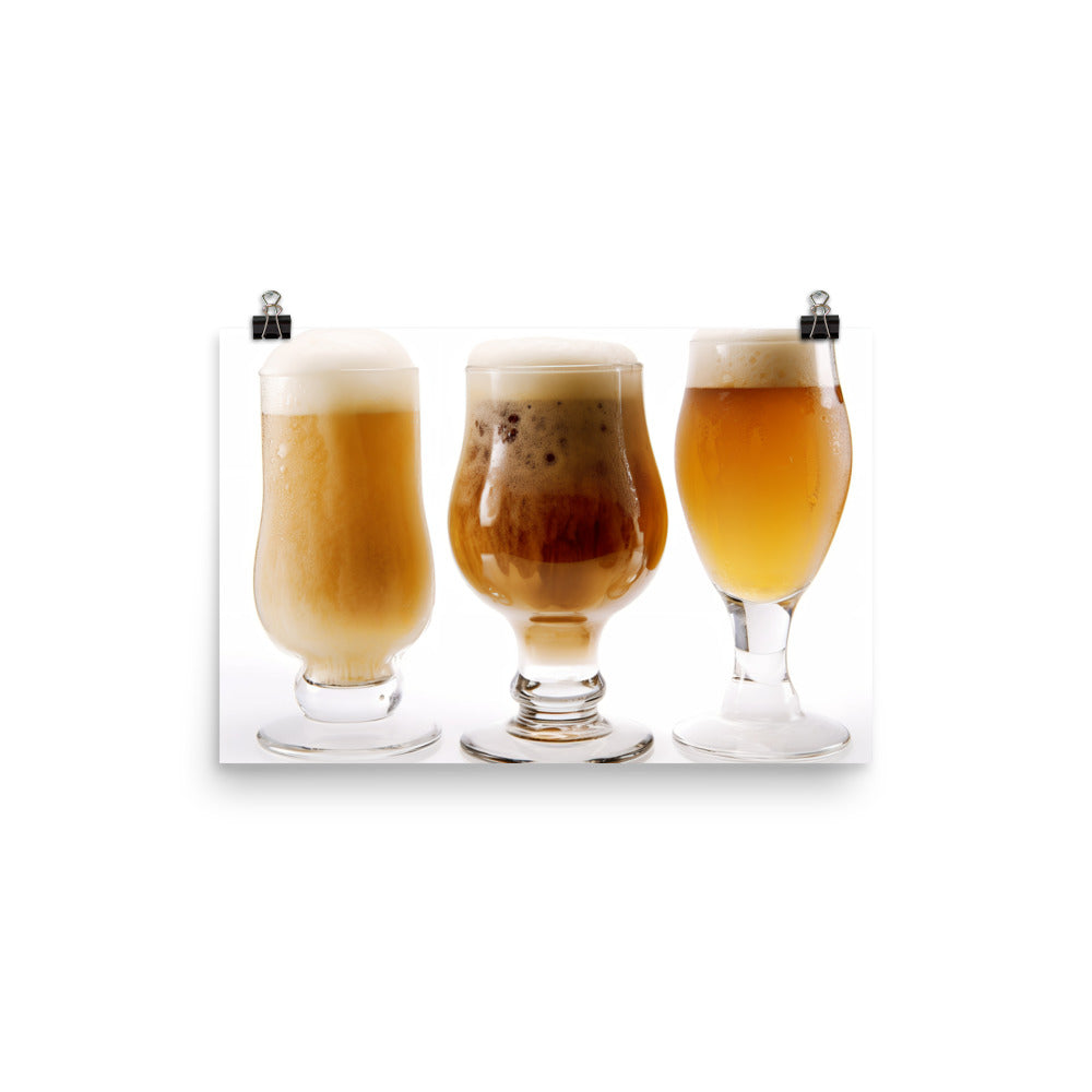Ice Cold Belgian Style Beers in a Frosted Glass photo paper poster - Posterfy.AI