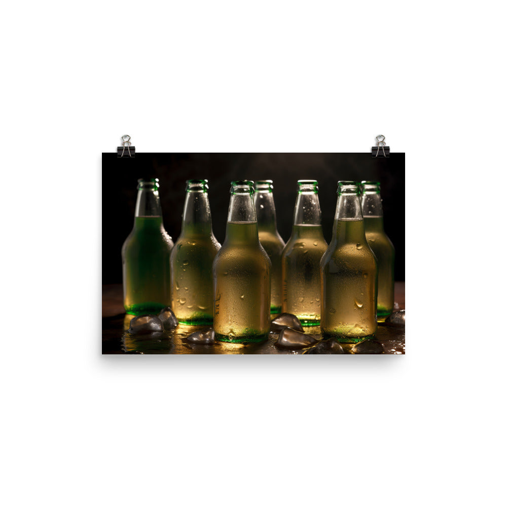 Refreshing Pilsners on ice photo paper poster - Posterfy.AI