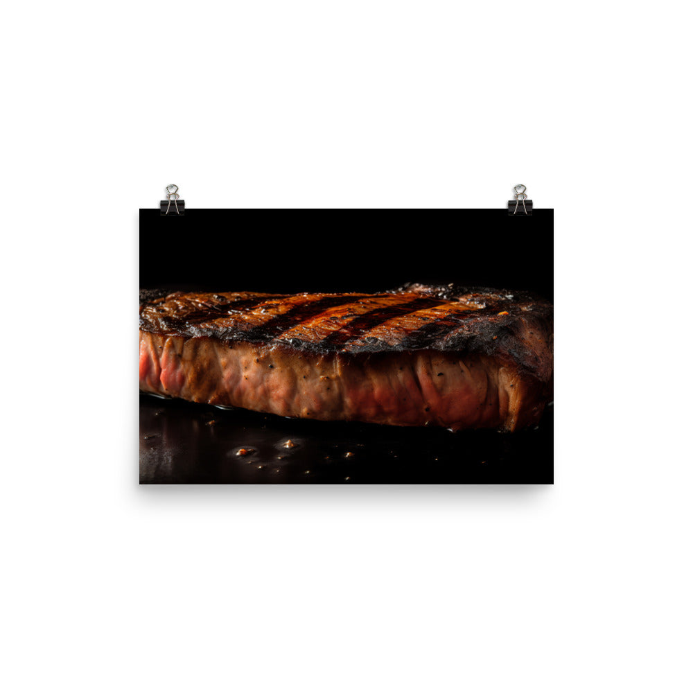 Perfectly Grilled New York Strip photo paper poster - Posterfy.AI