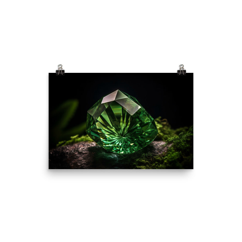 Green diamond with a deep forest photo paper poster - Posterfy.AI