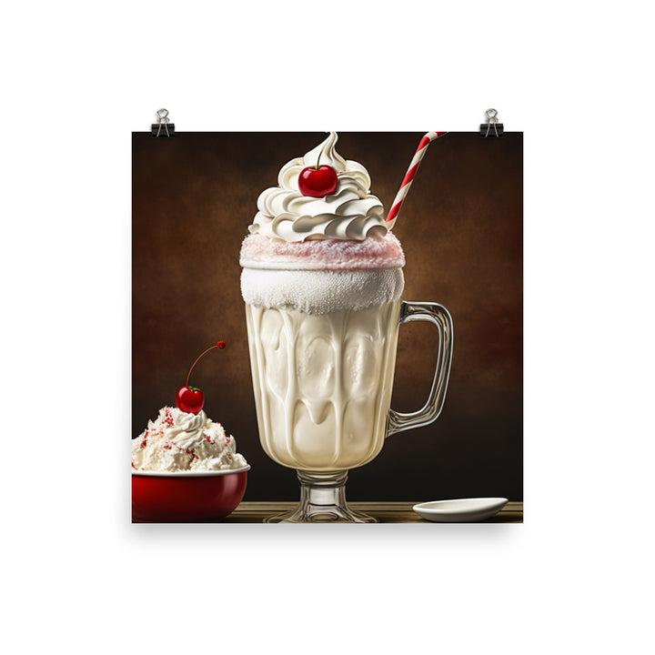 A frosty mug of classic cream soda photo paper poster - Posterfy.AI