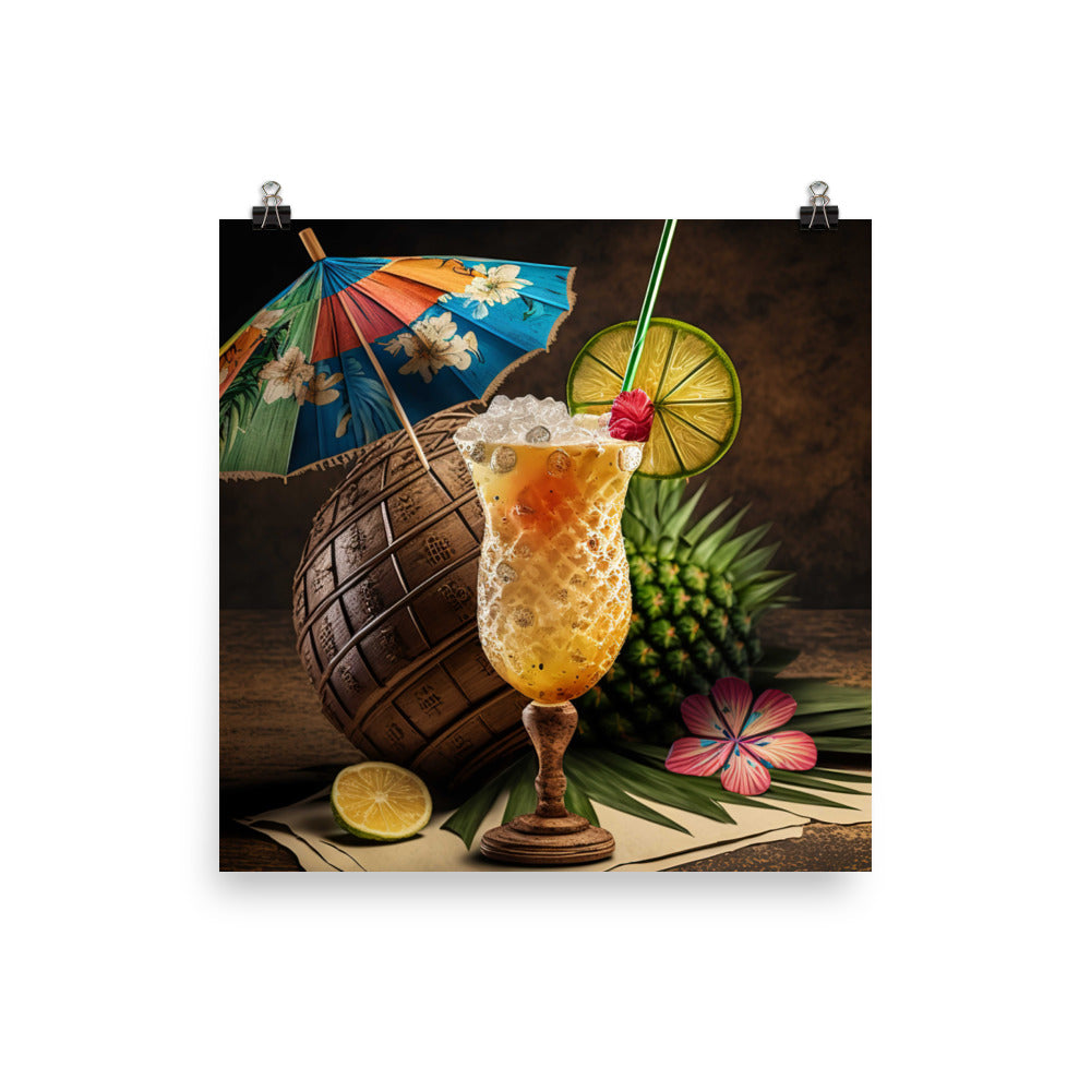 A tropical Mai Tai cocktail photo paper poster - Posterfy.AI