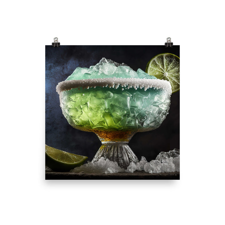 A margarita cocktail with salt rimmed glass photo paper poster - Posterfy.AI