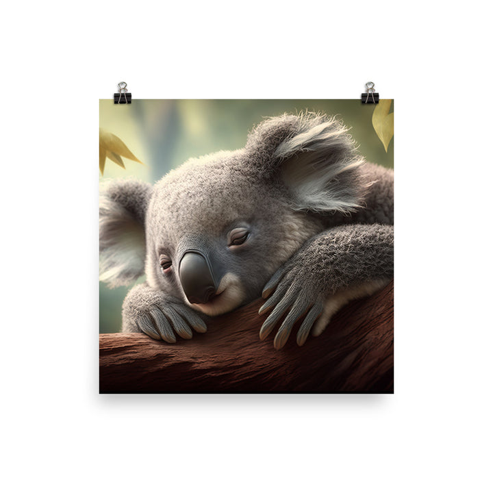 A sleepy koala perched on a tree limb photo paper poster - Posterfy.AI